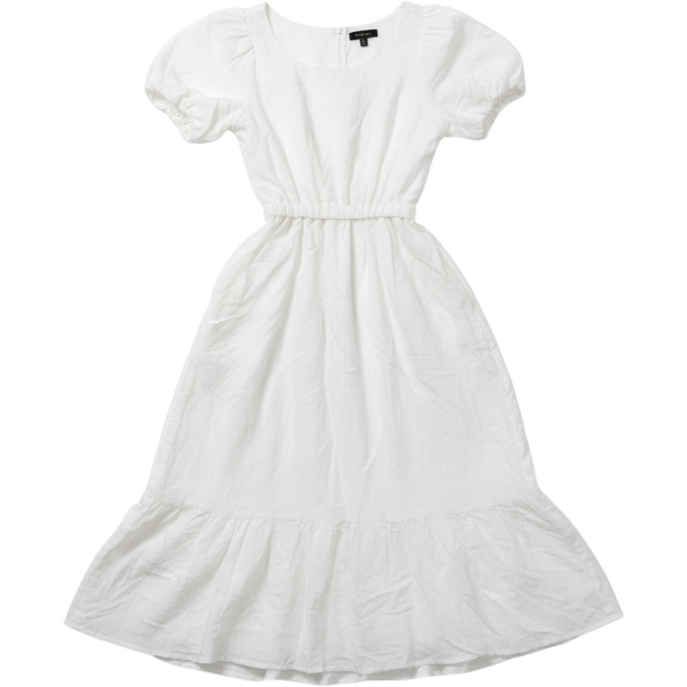 ASTR The Label Angeles Cutout Open Back Linen Blend Puff Sleeve Midi Dress Sz M